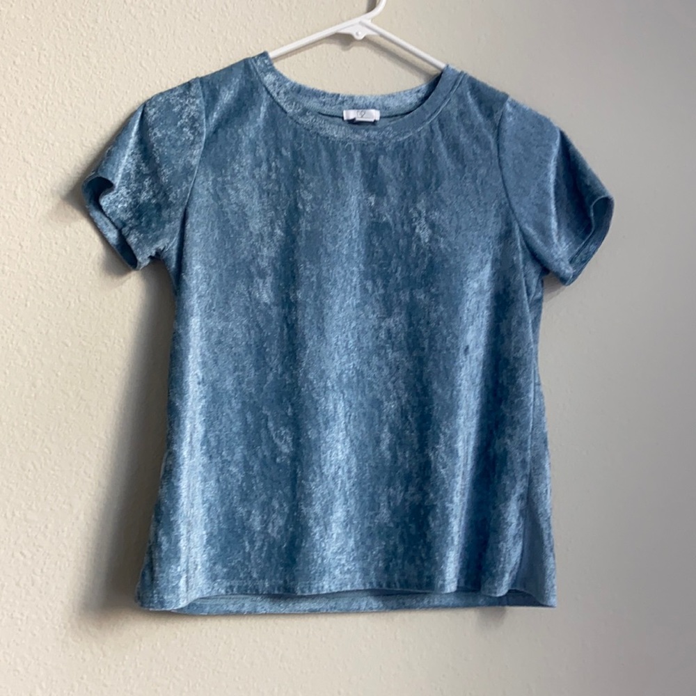 BP NORDSTROM Blue Crushed Velvet Top